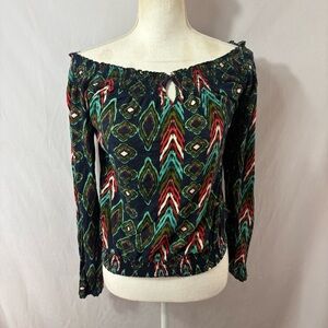 Lucky Brand Vibrant Multicolor Cotton Top